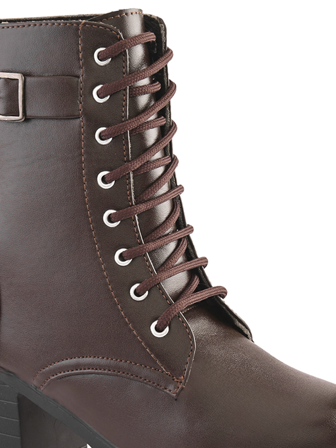 Women’s Buckle Strap Lace-Up Ankle Boots