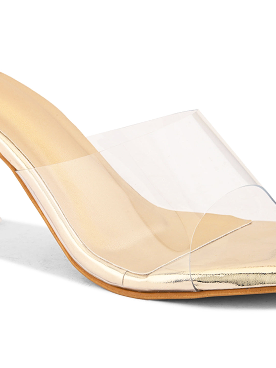 Transparent Strap Footbed Sandal with Clear Flared Heel
