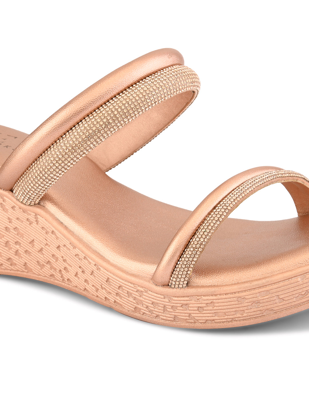 Shimmer dual straps With cushioned footbed Wedge Sandal