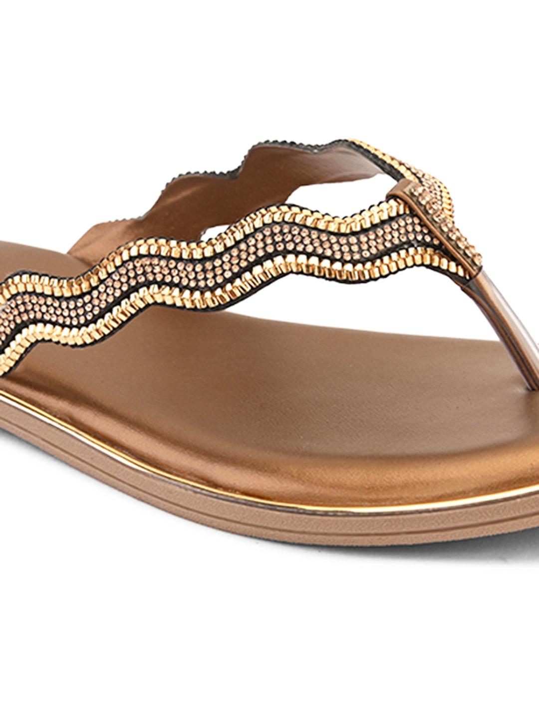 Traditional Slip-On Sandals for Women with Stone-Styled Strap Design