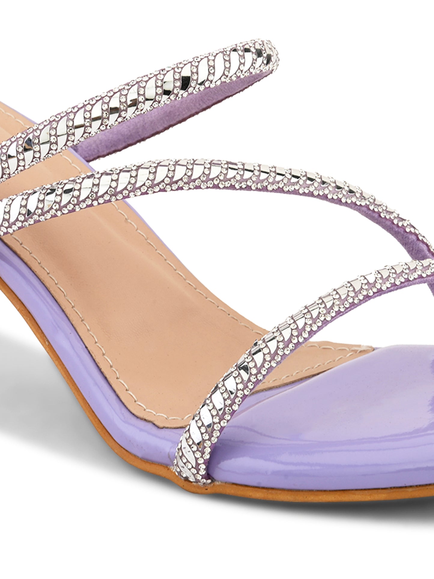 Criss-Cross Embellished Straps Block Heel Sandals