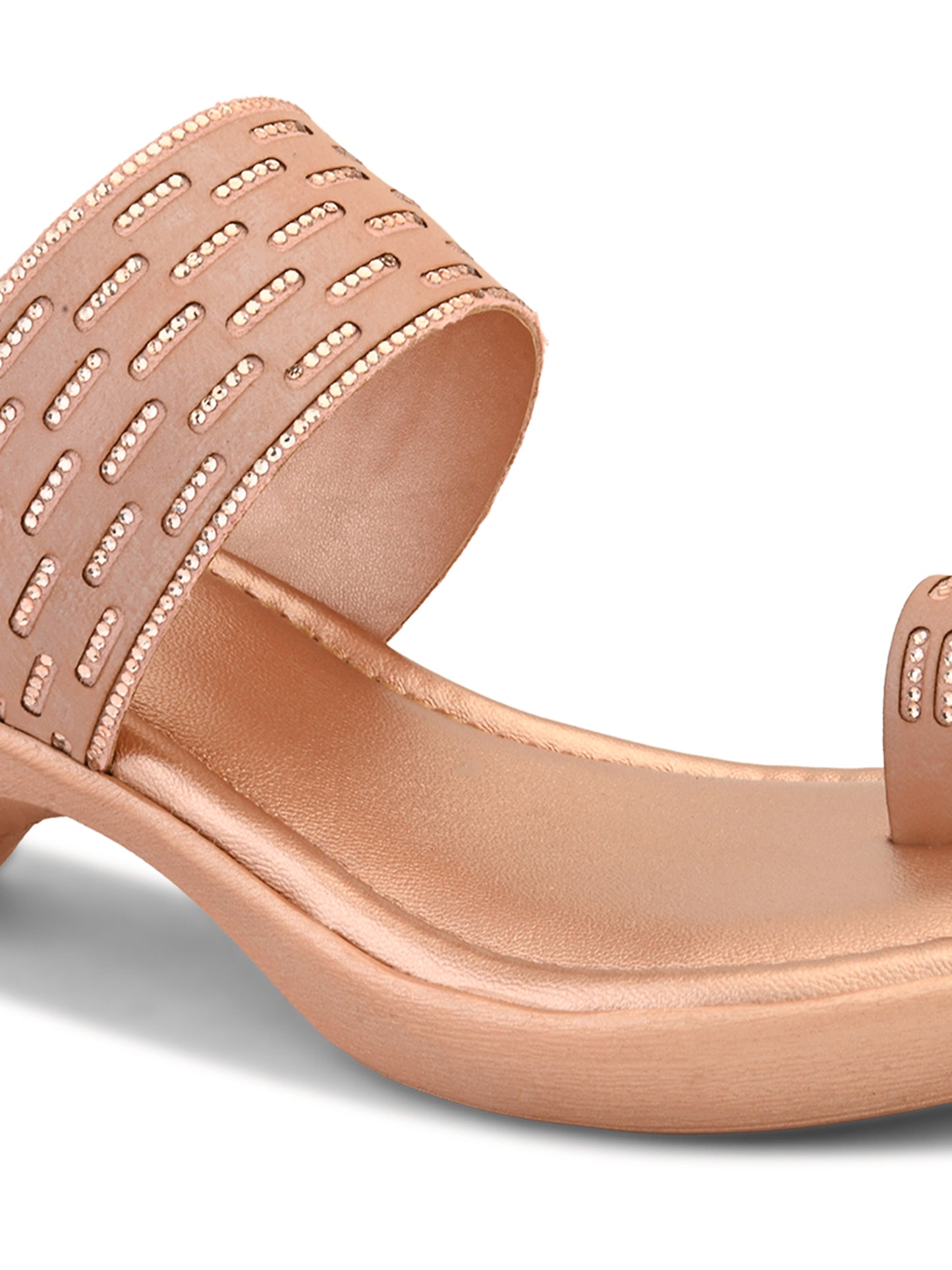 Wedge Toe-Ring Sandals for Women Perforated Pleated Upper Strap