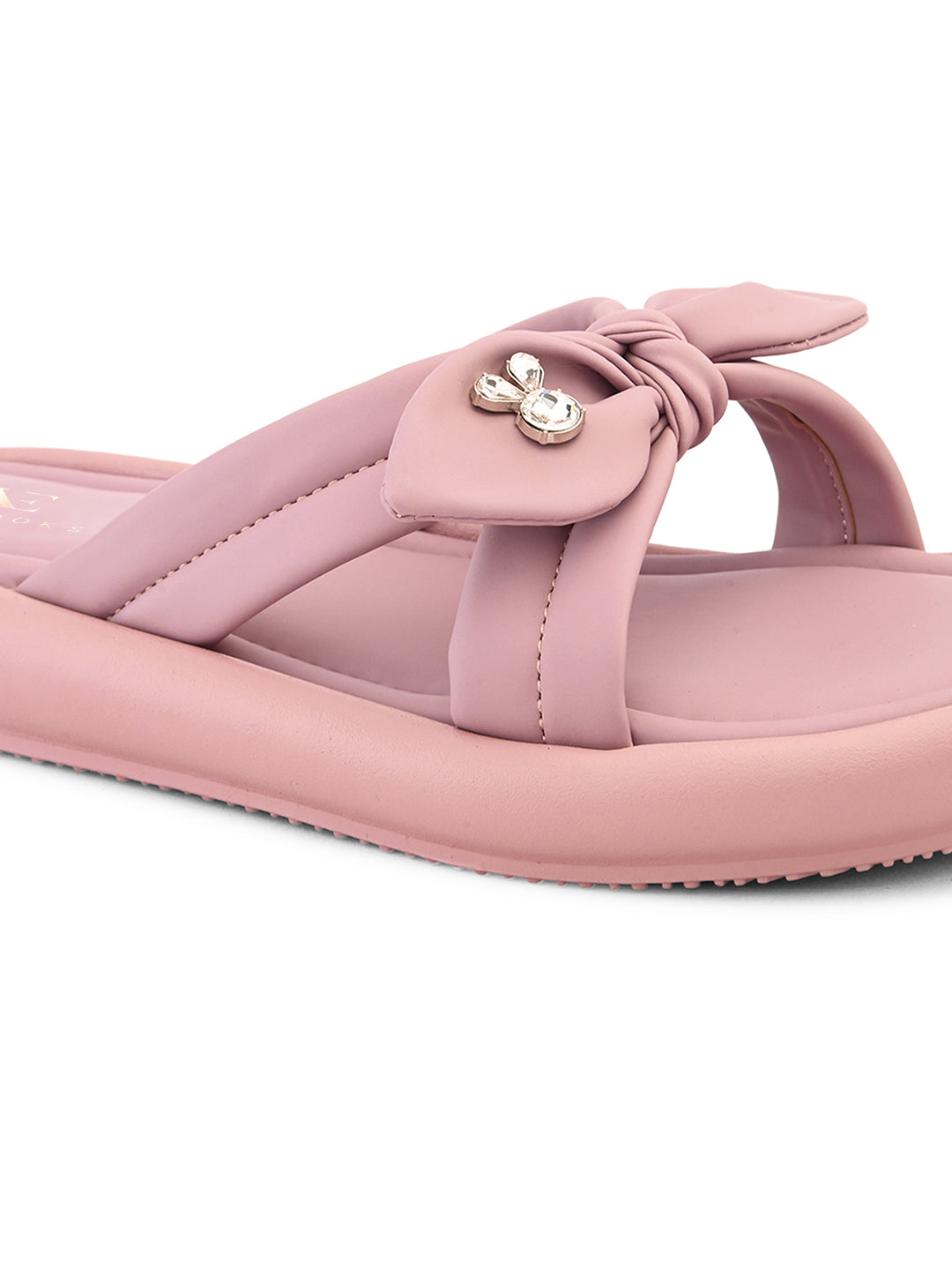 Bow Detail Embellished Accent Slip-On Flats