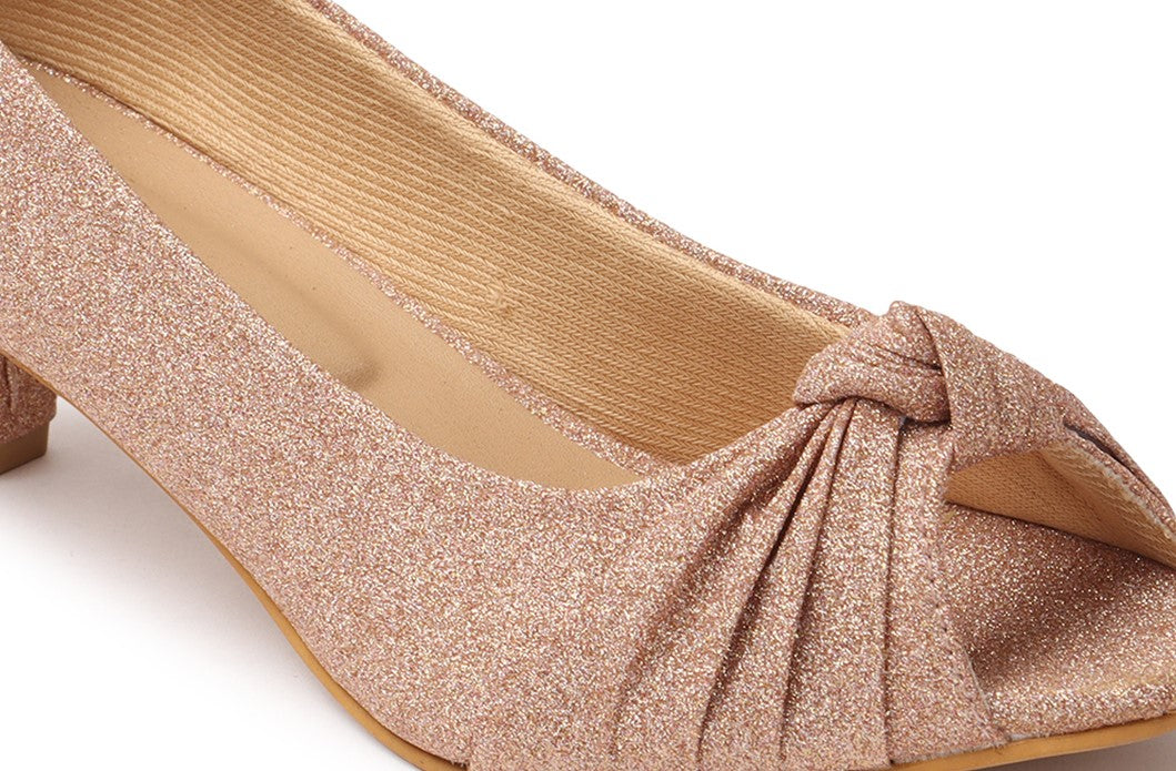 Graceful & Shiny Pencil Heel Peep Toes Ballerinas With Short Heels