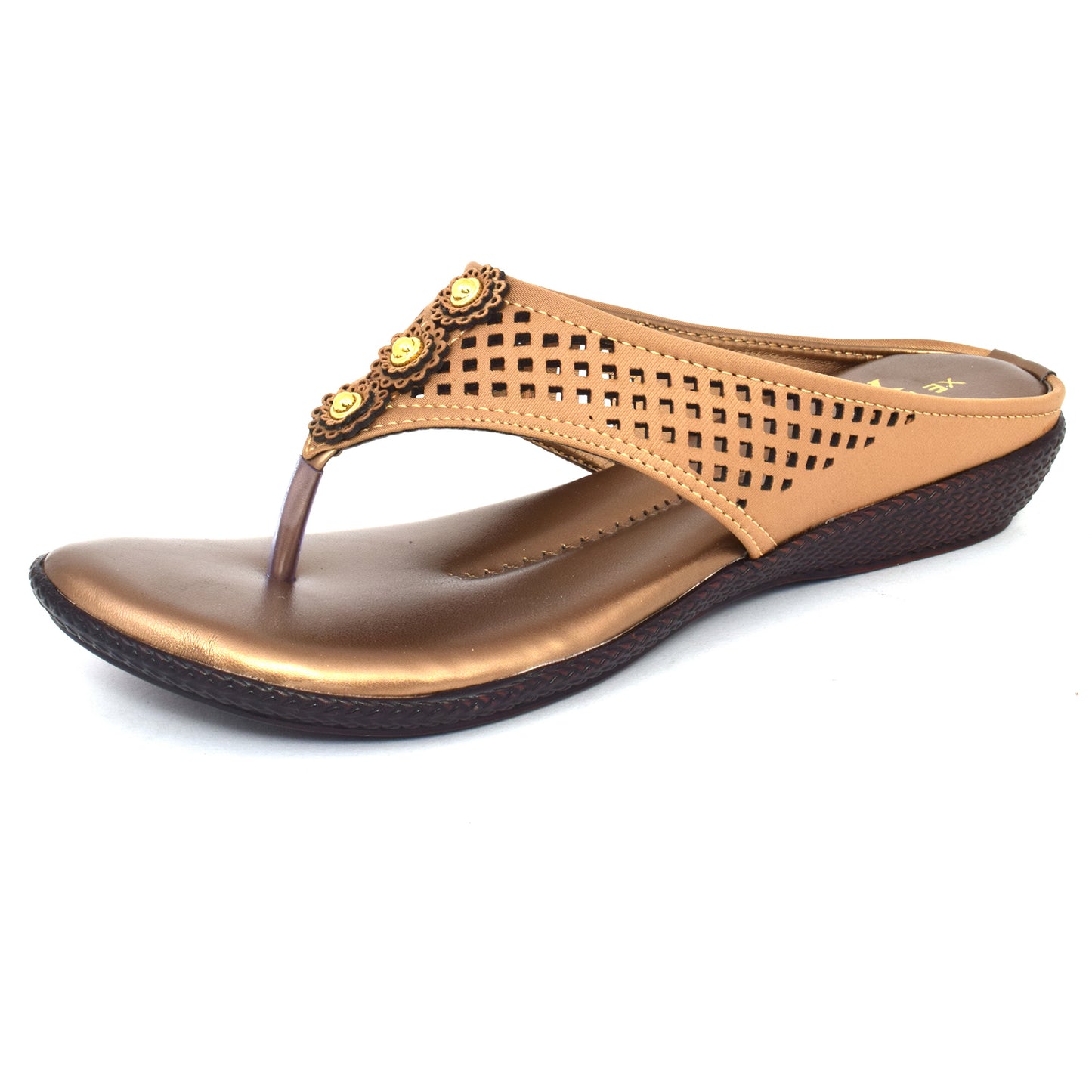 Graceful & Eye-Catching Lazer Design Studded Comfort Flat Slippers