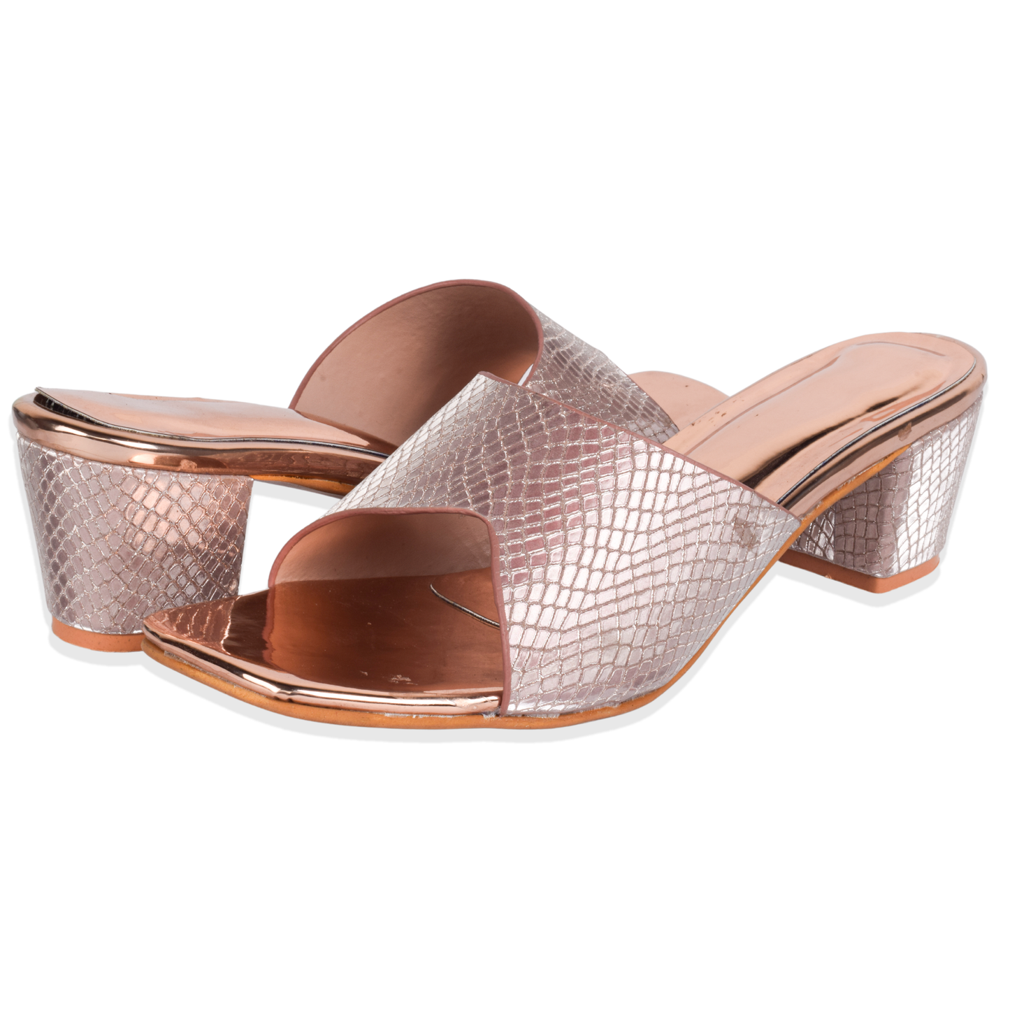 Sophisticated & Glamorous Textured Block Heels Slippers