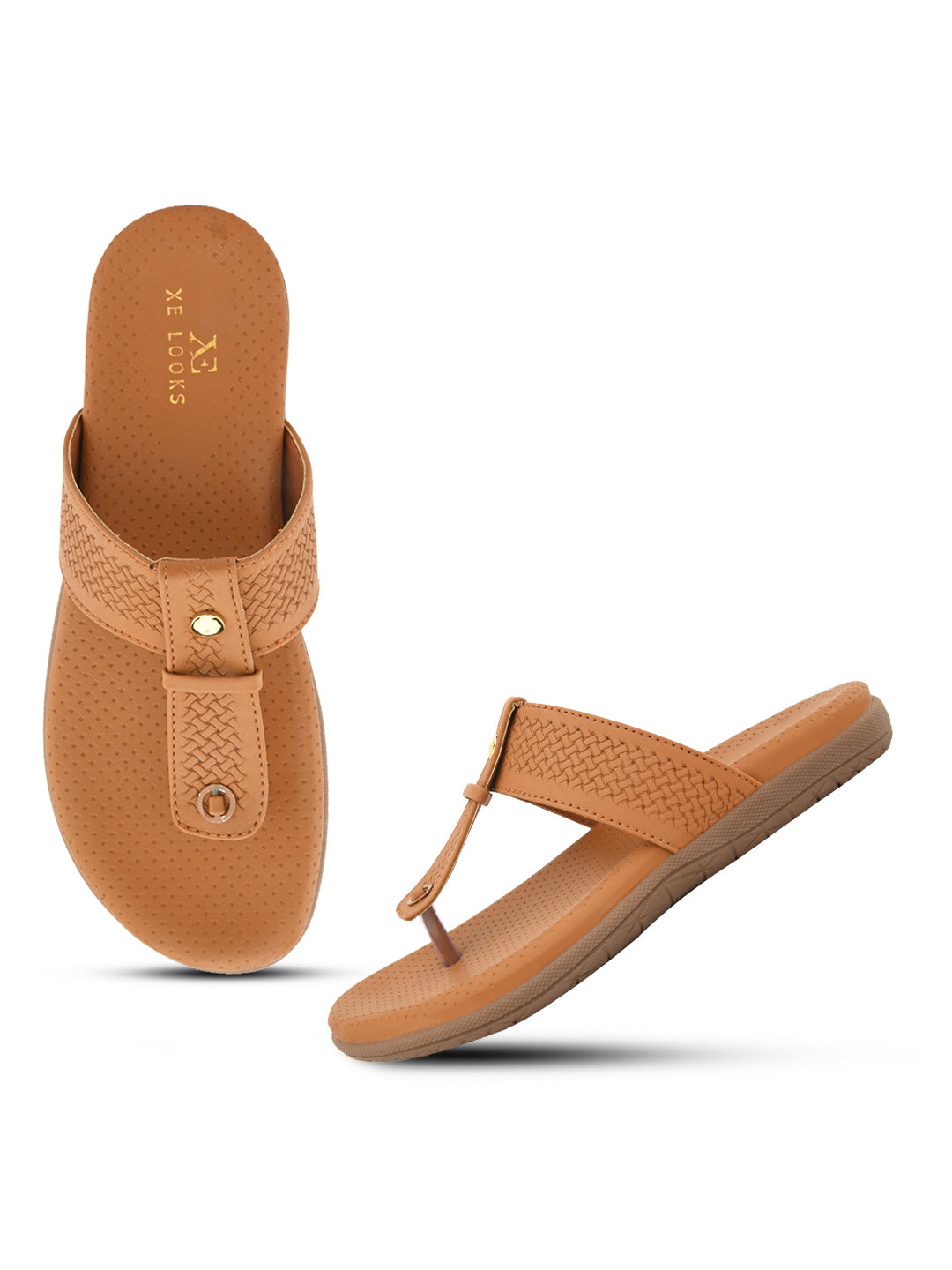Synthetic Leather with Cushioned Sole, Slip-On Slippers