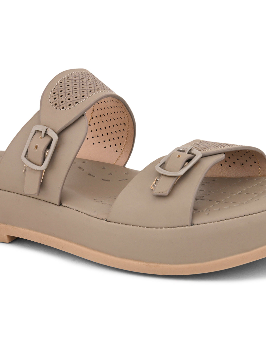 Dual-Strap with Buckle Detail Slippers