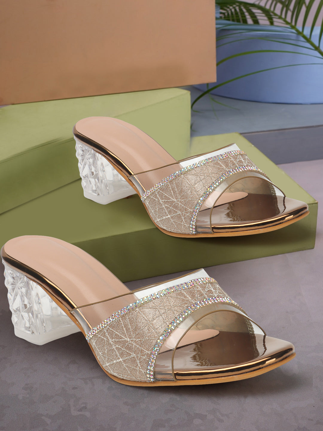 Fancy Comfortable Stylish Slip-On Heels With Inches Heel