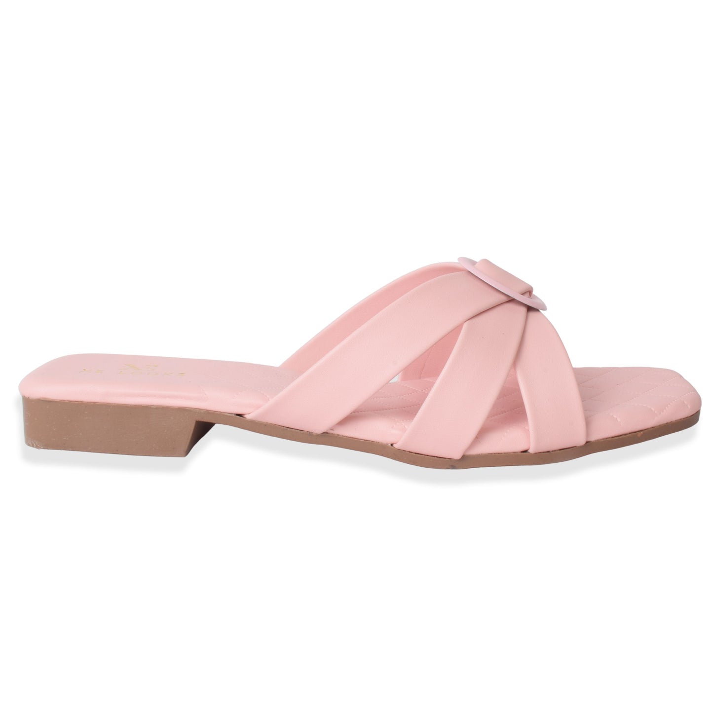 Classic & Stylish Cross-Strap Buckle Design Comfortable Flat Slippers