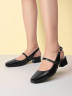 Elegant Slingback Block Heels with Bow Detail
