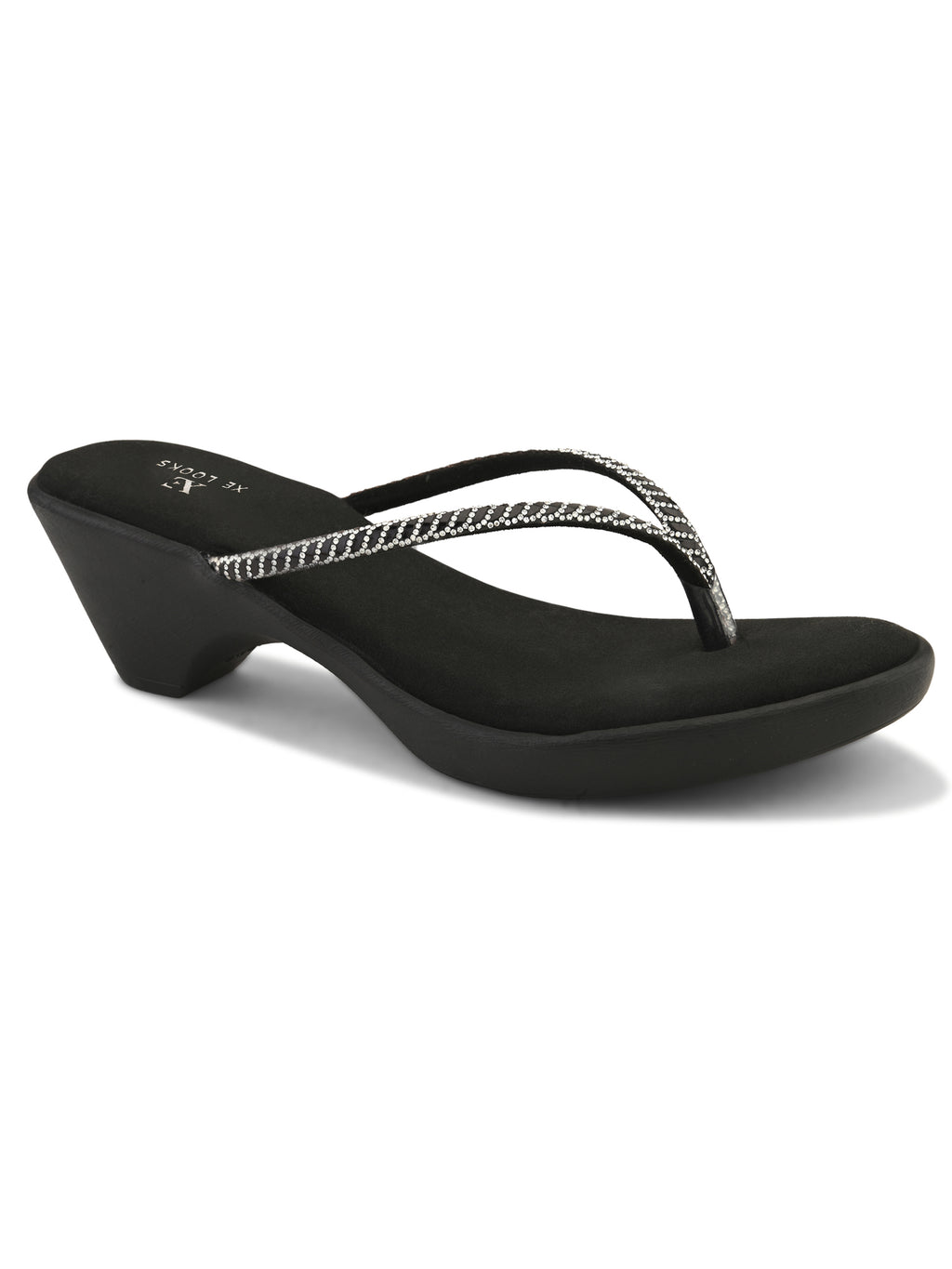 Wedge Thong Sandals Beaded Crisscross with Subtle Sparkle