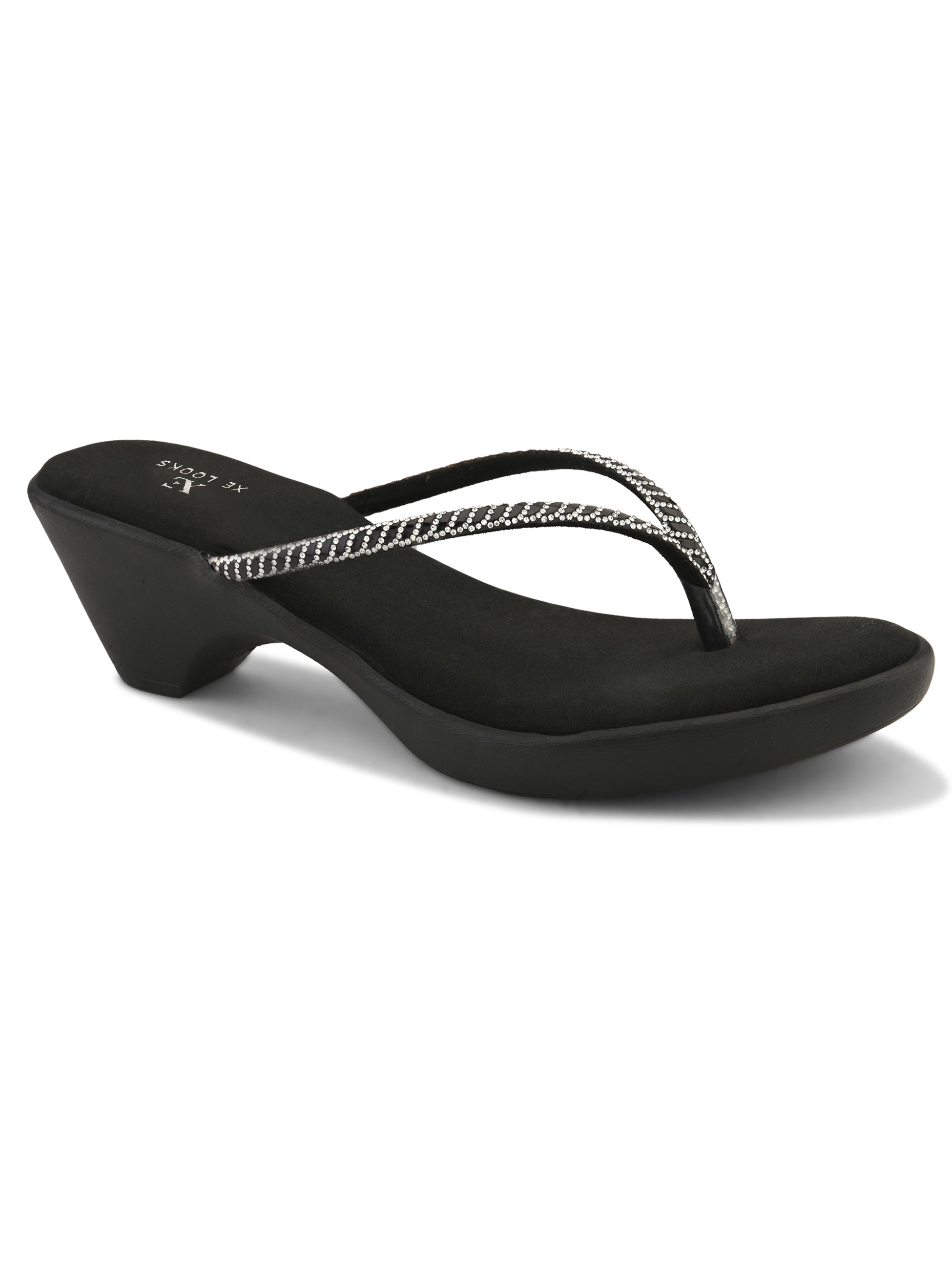 Wedge Thong Sandals Beaded Crisscross with Subtle Sparkle