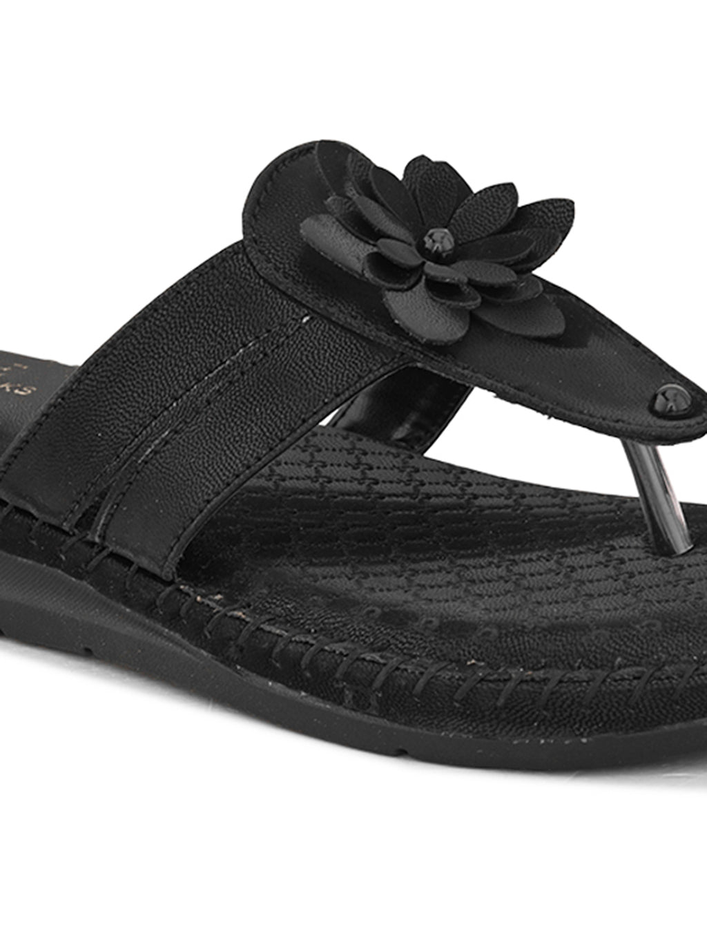 Orthopedic Flat Slippers - Flower Embellishment Flats