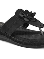 Orthopedic Flat Slippers - Flower Embellishment Flats