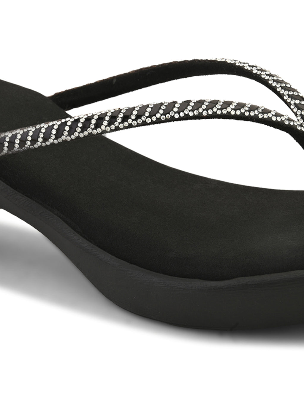 Wedge Thong Sandals Beaded Crisscross with Subtle Sparkle