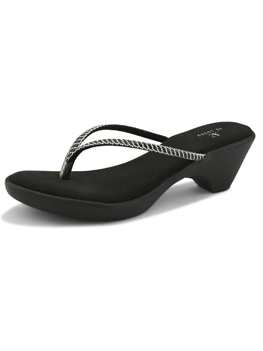 Wedge Thong Sandals Beaded Crisscross with Subtle Sparkle