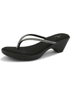 Wedge Thong Sandals Beaded Crisscross with Subtle Sparkle