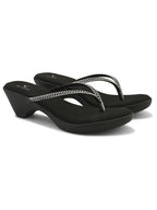 Wedge Thong Sandals Beaded Crisscross with Subtle Sparkle