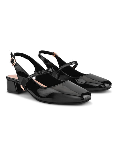 Elegant Slingback Block Heels with Bow Detail