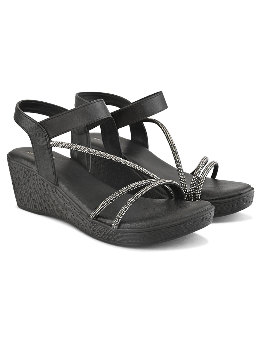Stylish shimmer detailing straps Wedge Sandal