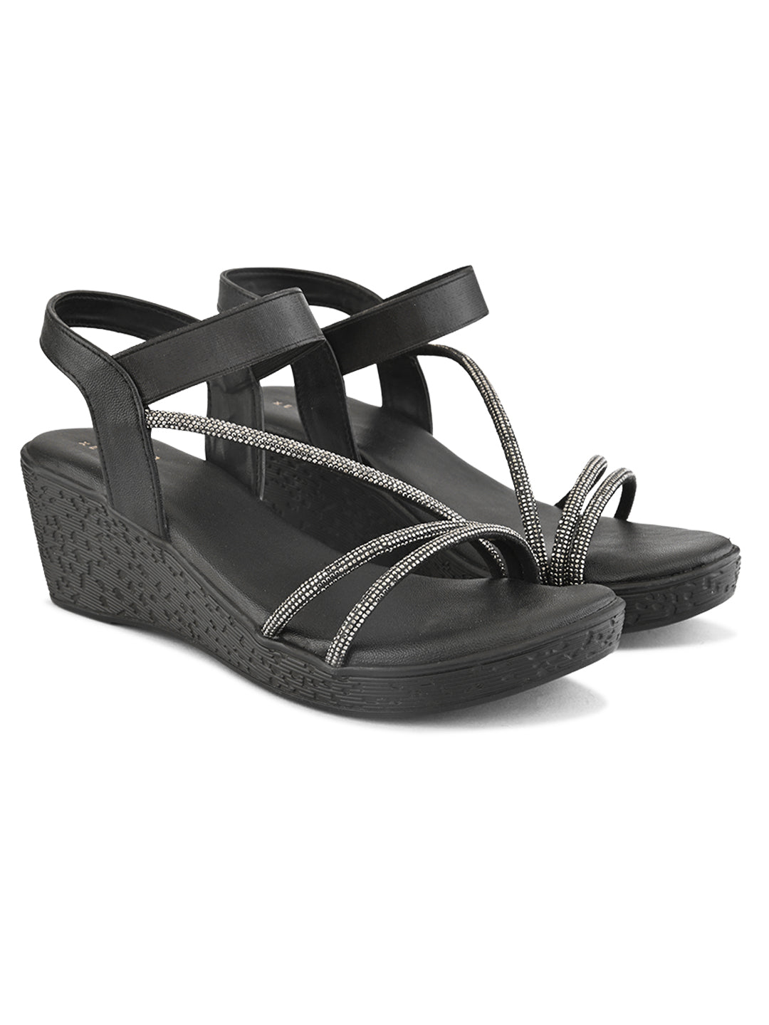 Stylish shimmer detailing straps Wedge Sandal