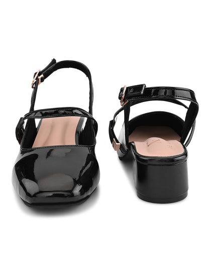 Elegant Slingback Block Heels with Bow Detail