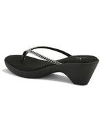 Wedge Thong Sandals Beaded Crisscross with Subtle Sparkle