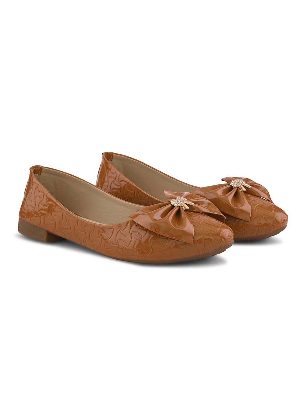 Glossy Bow Detail Ballerinas