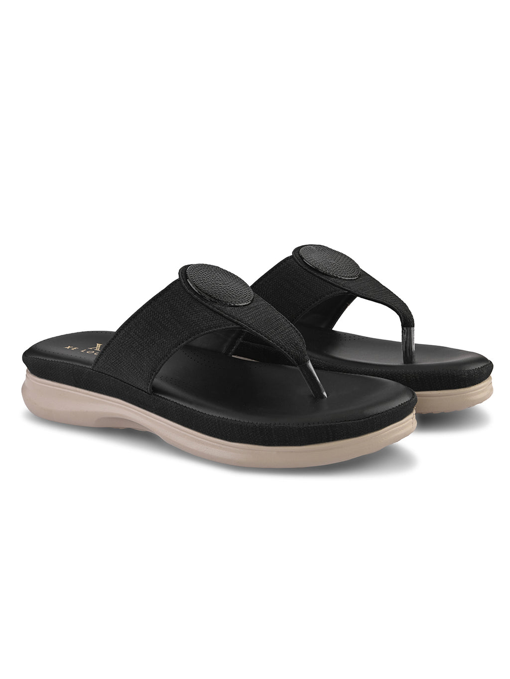 Embellishment Buckle Detail Comfort Toe-Ring Slippers