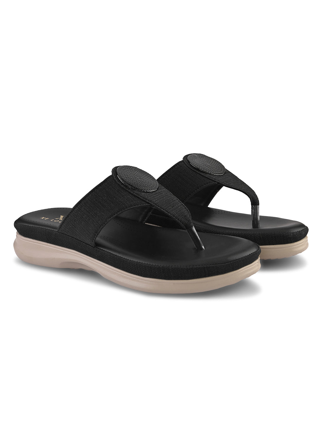 Embellishment Buckle Detail Comfort Toe-Ring Slippers