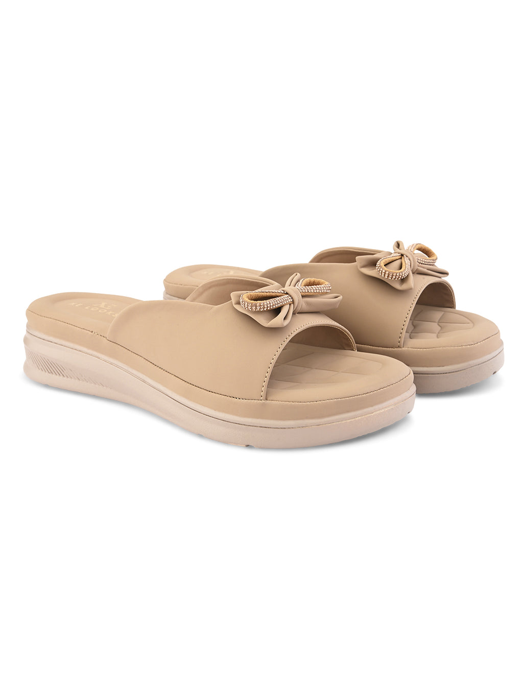 Sparkling bow embellishment Platform Slipper