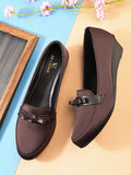 Elegant & Versatile Bow Design Wedge Heel Ballerinas