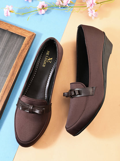 Elegant & Versatile Bow Design Wedge Heel Ballerinas