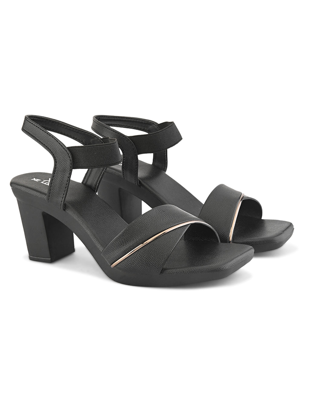 Elegant  heel with textured finish and ankle strap Heel Sandal