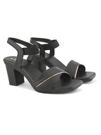 Elegant  heel with textured finish and ankle strap Heel Sandal