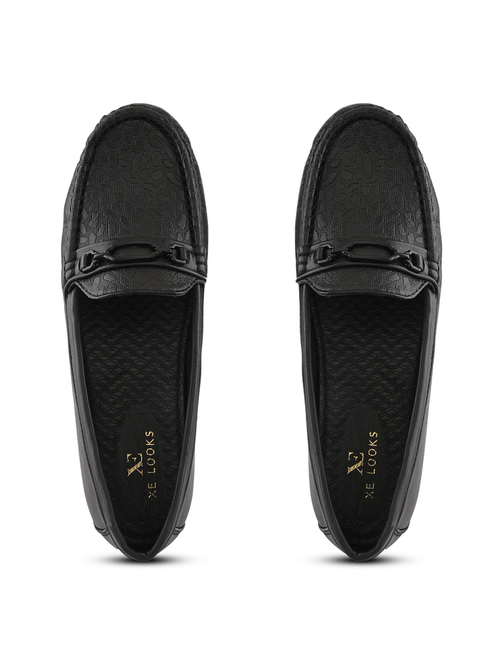 Classic Textured Vamp Buckle Detail Wedge Loafers