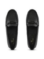 Classic Textured Vamp Buckle Detail Wedge Loafers