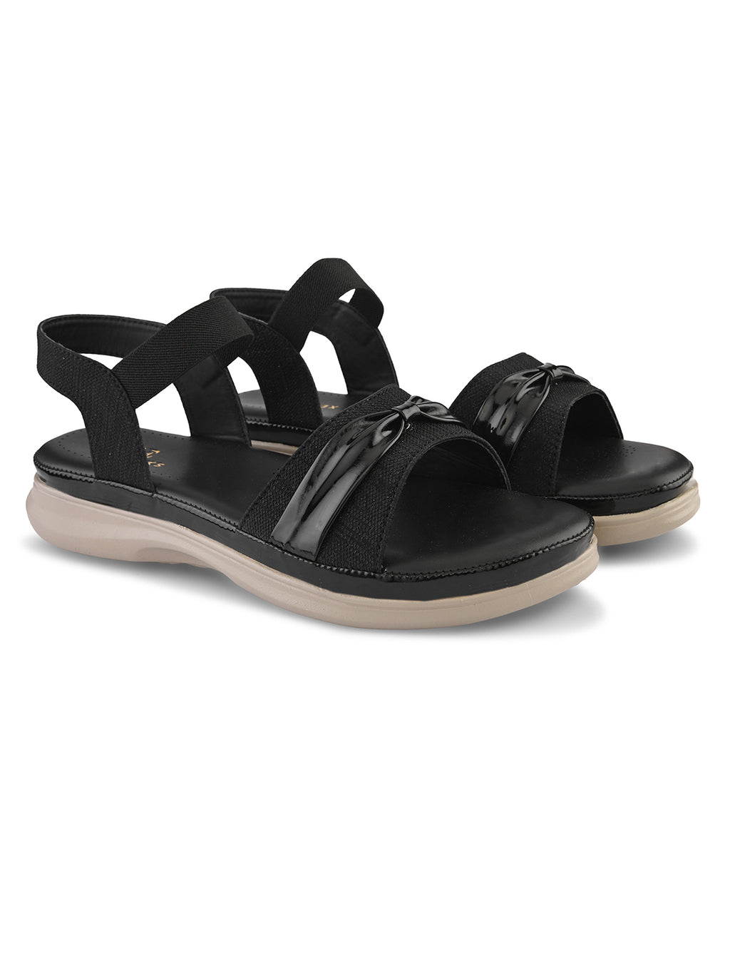Elegant Bow Detail Comfort Sandals With Secure Ankle Strap