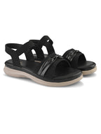 Elegant Bow Detail Comfort Sandals With Secure Ankle Strap