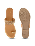 Stylish Ethnic Slip-On Flats with Sparkling Wavy Detailing