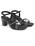 Sparkling Criss-Cross Straps Block Heel Sandal