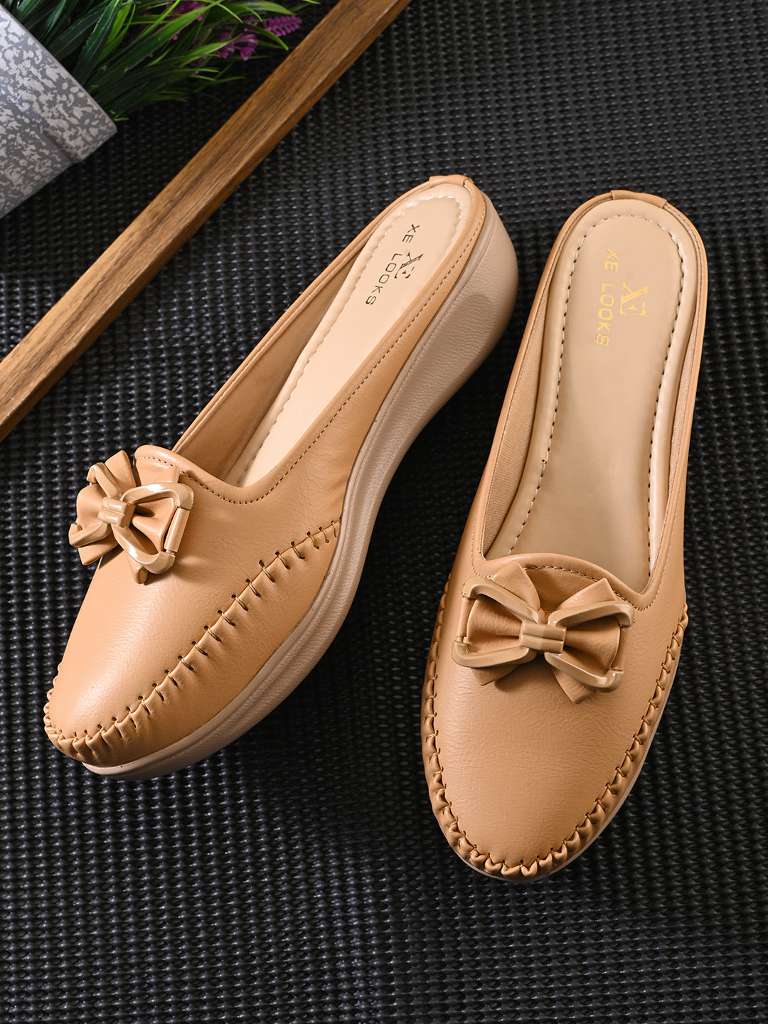 Stylish Slip-On Bow Mule Loafers