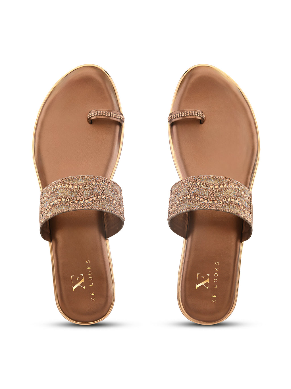 Elegant Embellished Toe-Ring Slip-On Flats