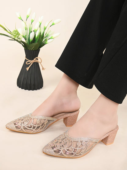 Attractive , Party wear Block Heel Slip-On Mule Sanal