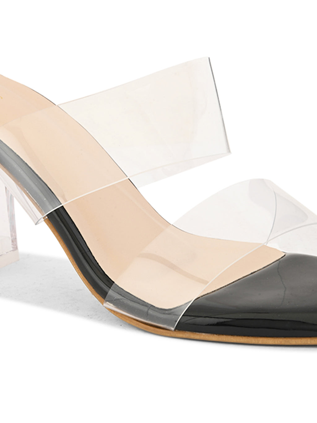Transparent Double Strap  Sandal with Clear Block Heel