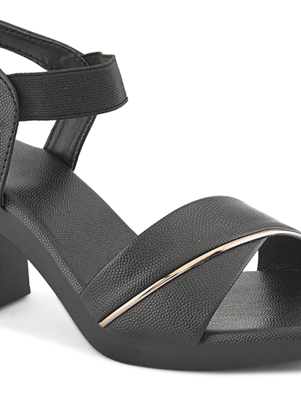 Elegant  heel with textured finish and ankle strap Heel Sandal