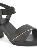 Elegant  heel with textured finish and ankle strap Heel Sandal