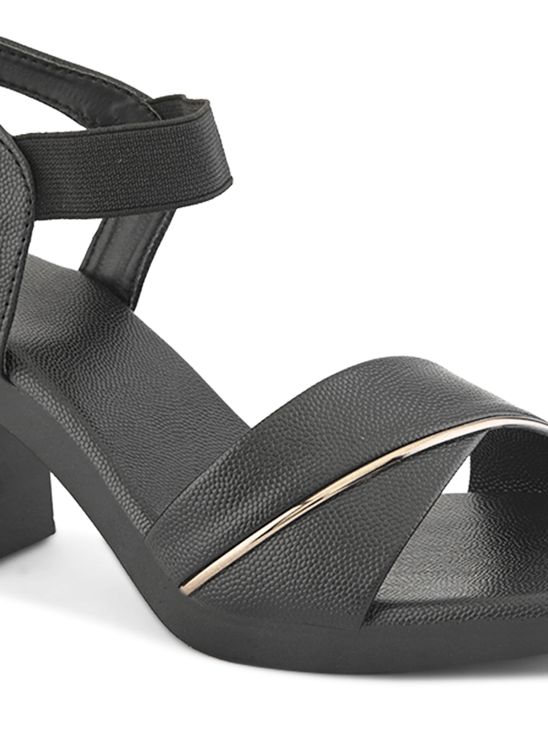 Elegant  heel with textured finish and ankle strap Heel Sandal
