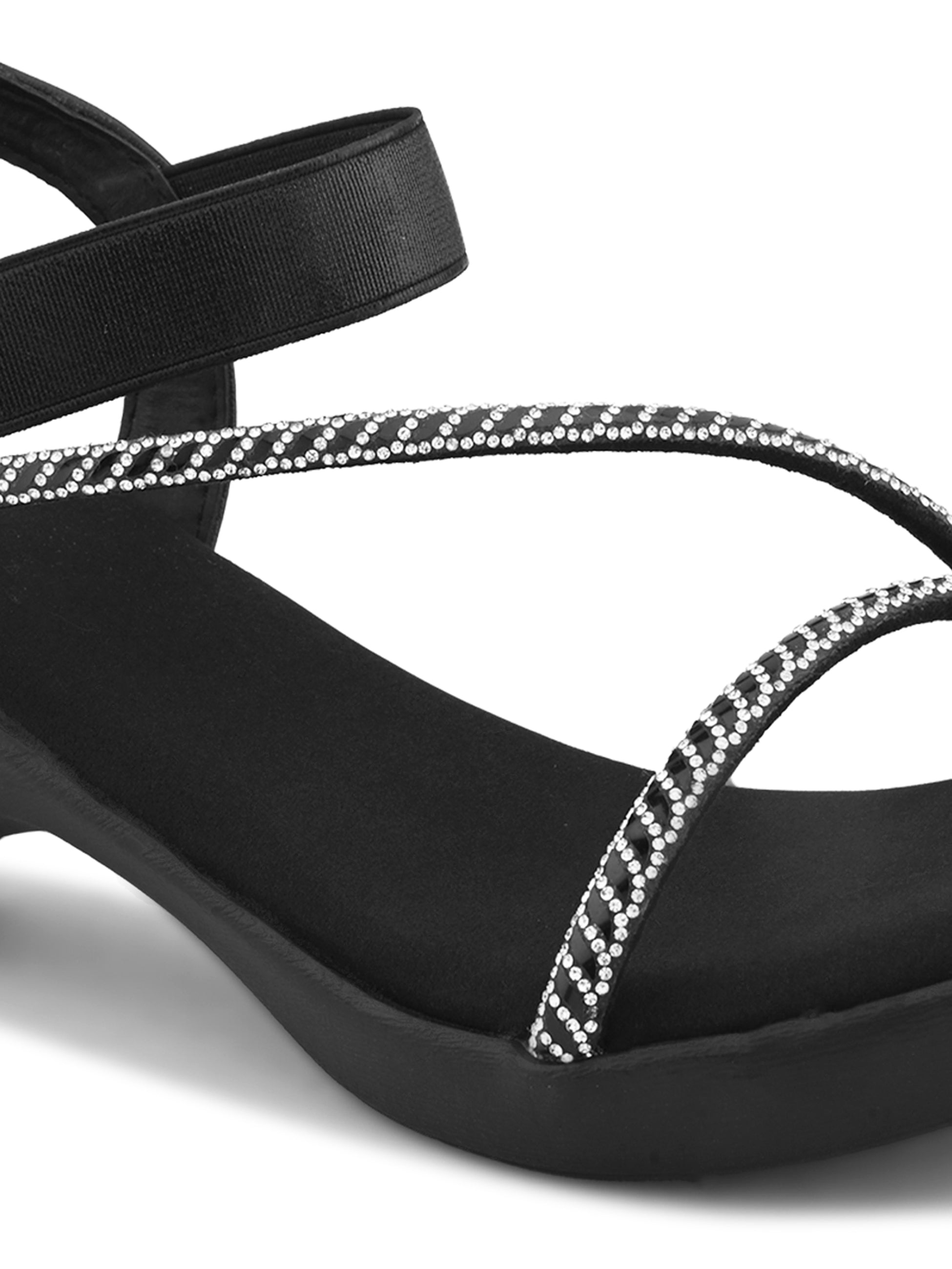 Classic Wedge Sandals Metallic Beaded Crisscross Straps